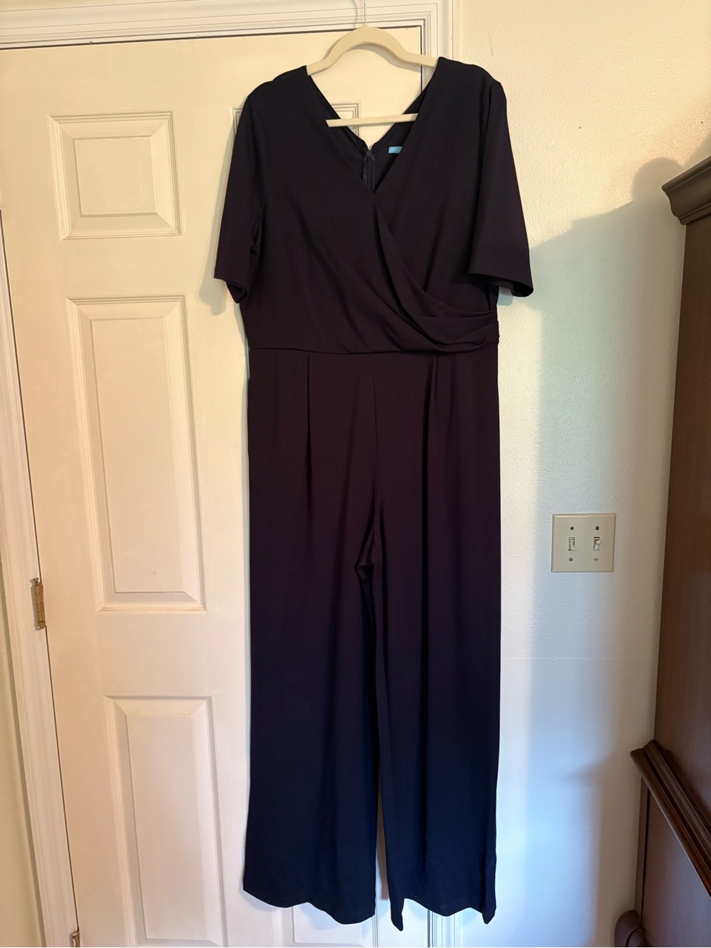 J. McLaughlin Black Wrap-Front Short Sleeve Jumpsuit